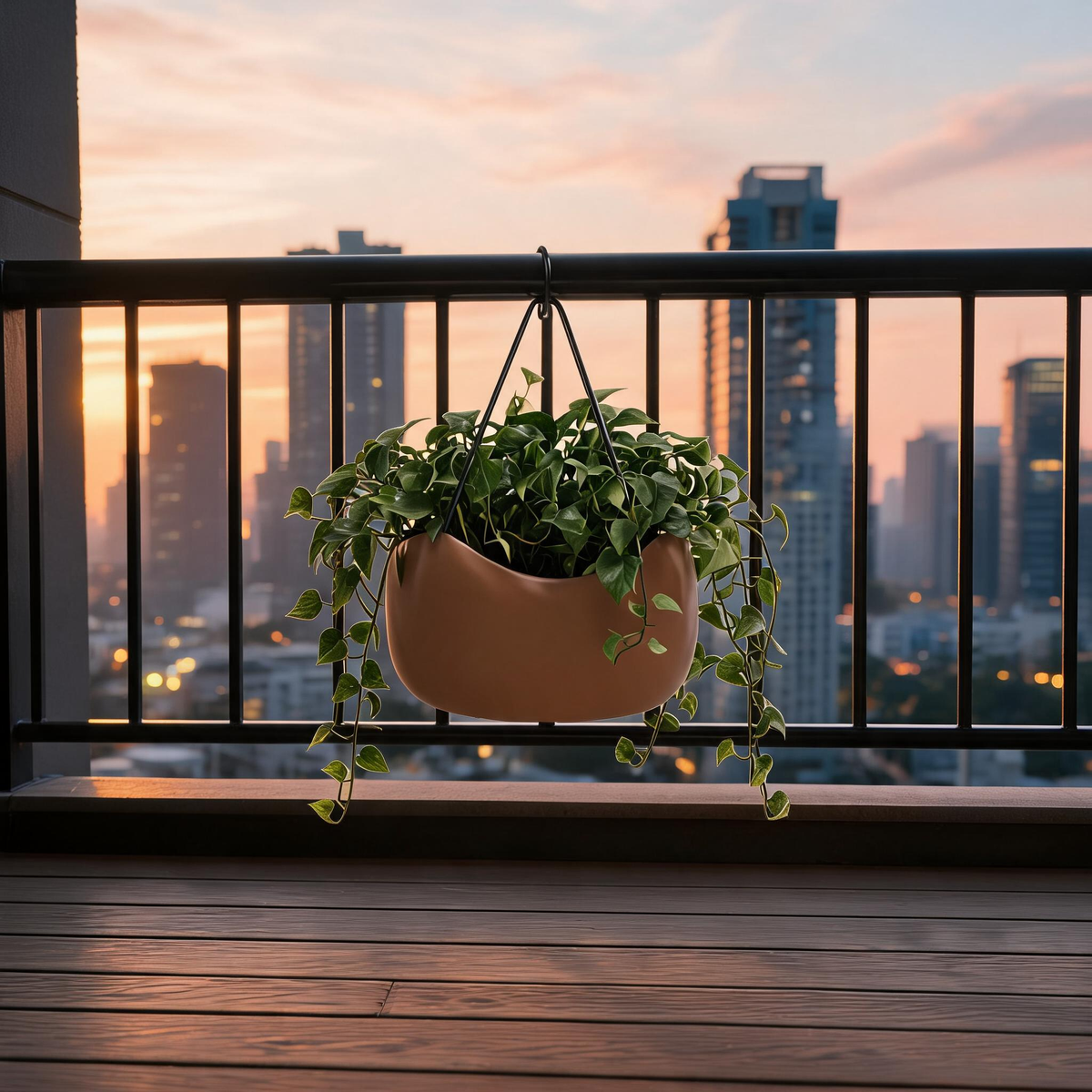 🌸 Rail-Ready | Cream Railing Hanging Planter | Balcony Bloom Gift