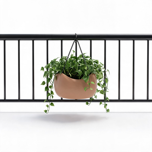 🌸 Rail-Ready | Cream Railing Hanging Planter | Balcony Bloom Gift