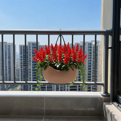 🌸 Rail-Ready | Cream Railing Hanging Planter | Balcony Bloom Gift
