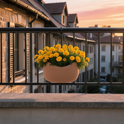 🌸 Rail-Ready | Cream Railing Hanging Planter | Balcony Bloom Gift