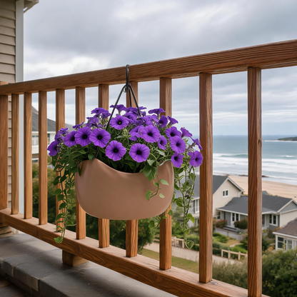 🌸 Rail-Ready | Cream Railing Hanging Planter | Balcony Bloom Gift